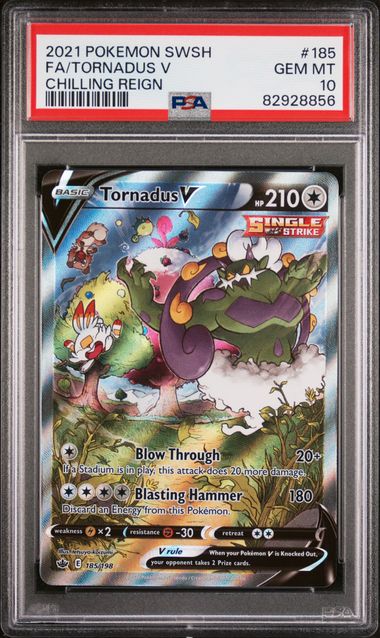 Tornadus V Pokémon Chilling Reign Alt. Full Art #185/198 PSA 10