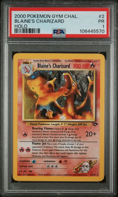 Blaine's Charizard 2000 Pokemon Gym Challenge holo #2/132 PSA 1