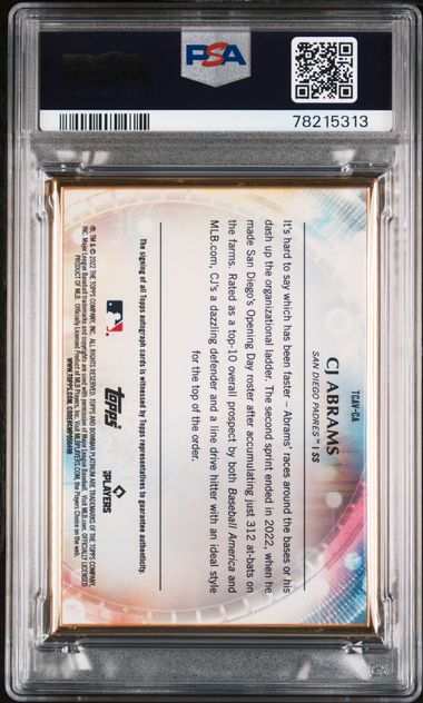 CJ Abrams 2022 Bowman Transcendent Autograph Variation Platinum #'d 1/1 PSA 9