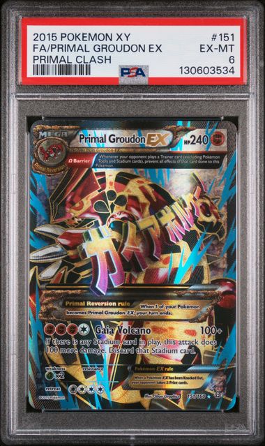 Primal Groudon EX Pokémon XY Primal Clash Full Art Ultra Rare #151/160 PSA 6