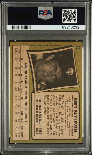 Bert Blyleven 1971 Topps #26 PSA 6