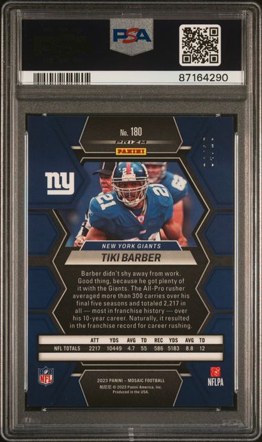 Tiki Barber 2023 Panini Mosaic gold mosaic prizm 