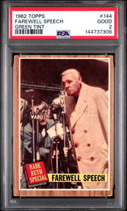 Babe Ruth Farewell Speech Green Tint 1962 Topps #144 PSA 2