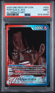 Portgas.D.Ace One Piece Carrying on His Will Leader Alternate Art #OP13-002 PSA 9