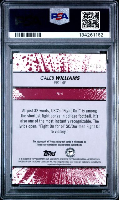 Caleb Williams 2022 Bowmans Best University Fight Song Autograph #'d 64/99 PSA 10