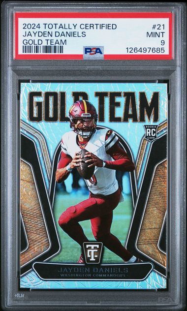 Jayden Daniels 2024 Panini Totally Certified Gold Team rookie card PSA 9