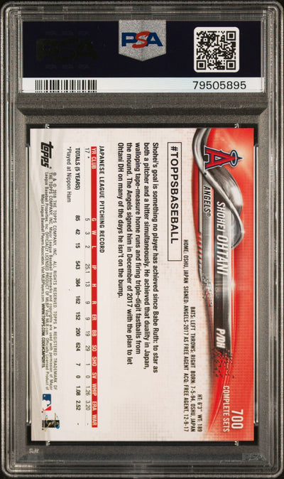 Shohei Ohtani 2018 Topps Complete Sets #700 PSA 10 Rookie Card