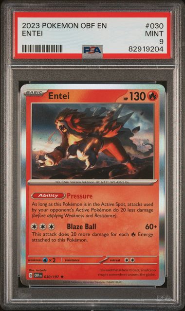 Entei 2023 Pokemon Obsidian Flames rare holo 