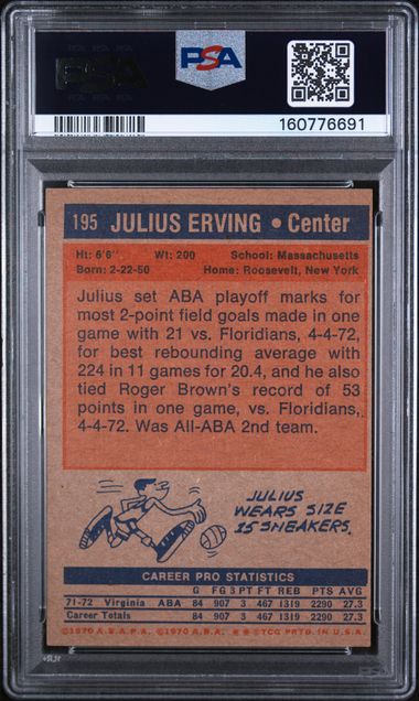 Julius Erving 1972 Topps #195 PSA 5