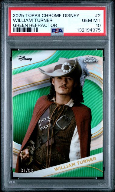William Turner 2025 Topps Chrome Disney #2 Green Refractor /99 PSA 10