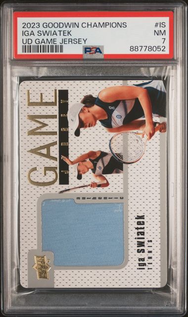 Iga Swiatek 2023 Goodwin Champions UD Game Jersey PSA 7