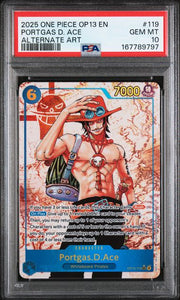 Portgas.D.Ace One Piece Carrying On His Will OP13-119 SEC Alternate Art PSA 10