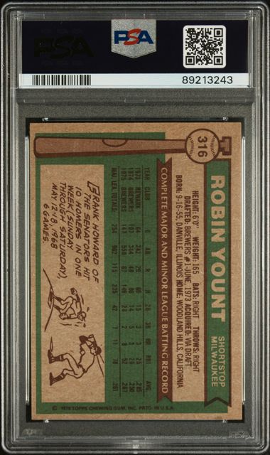 Robin Yount 1976 Topps #316 PSA 7