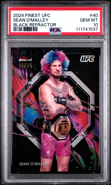 Sean O'Malley 2024 Topps Finest UFC Black Refractor #'d 16/25 PSA 10