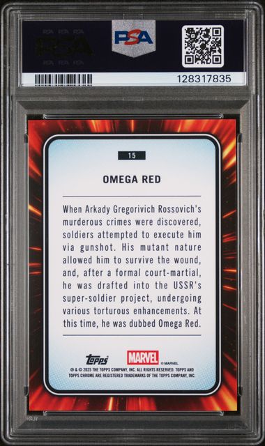 Omega Red 2025 Topps Chrome Yellow Lava PSA 10