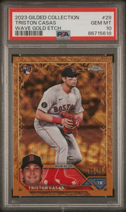 Triston Casas 2023 Topps Chrome Gilded wave/etch rookie card #'d 03/75 PSA 10