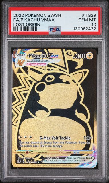 Pikachu VMAX Full-Art 2022 Pokemon Lost Origin #TG29/TG30 PSA 10