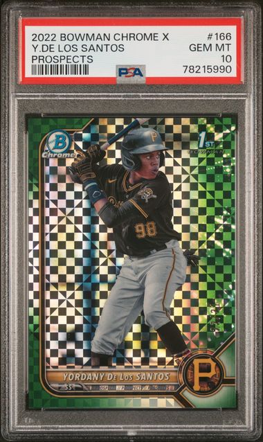 Yordany De Los Santos 2022 1st Bowman Chrome X Green X-Fractor 