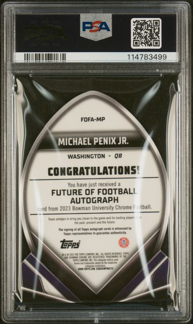 Michael Penix Jr. 2023 Bowman Chrome U Future of Football Autograph 