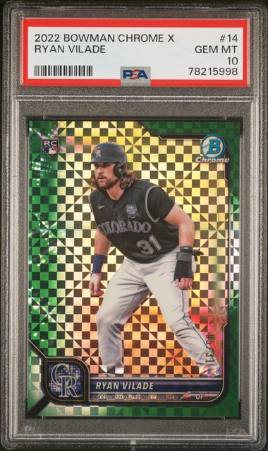 Ryan Vilade 2022 Bowman Chrome X Green X-Fractor rookie card 