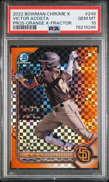 Victor Acosta 2022 Bowman Chrome X Orange X-Fractor #'d 5/5 PSA 10