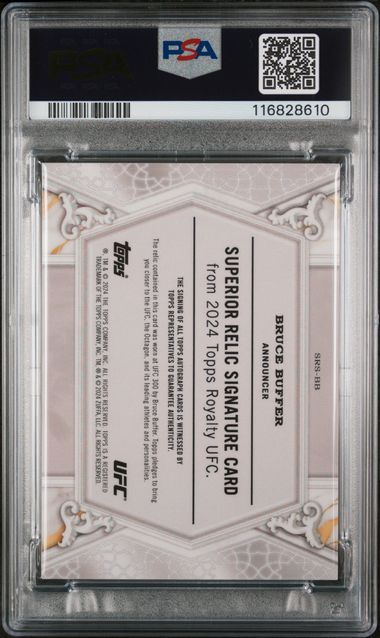 Bruce Buffer 2024 Topps Royalty Superior Signature Patch Autograph Blue #’d 21/25 PSA 9