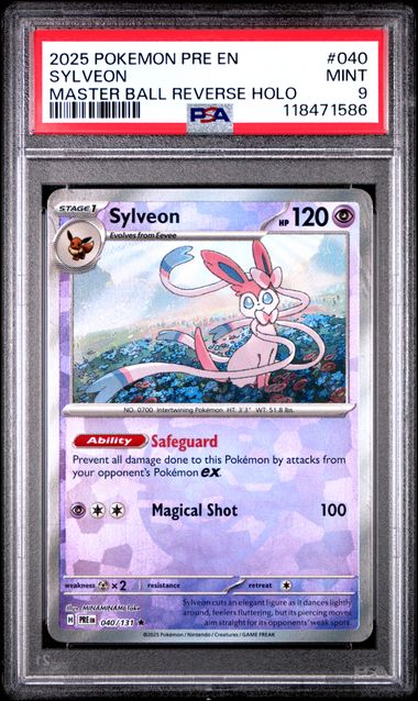 Sylveon 2025 Pokemon Prismatic Evolutions Master Ball reverse rare holo 