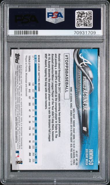 Ronald Acuna Jr. 2018 Topps Holiday Metallic Snowflake PSA 9