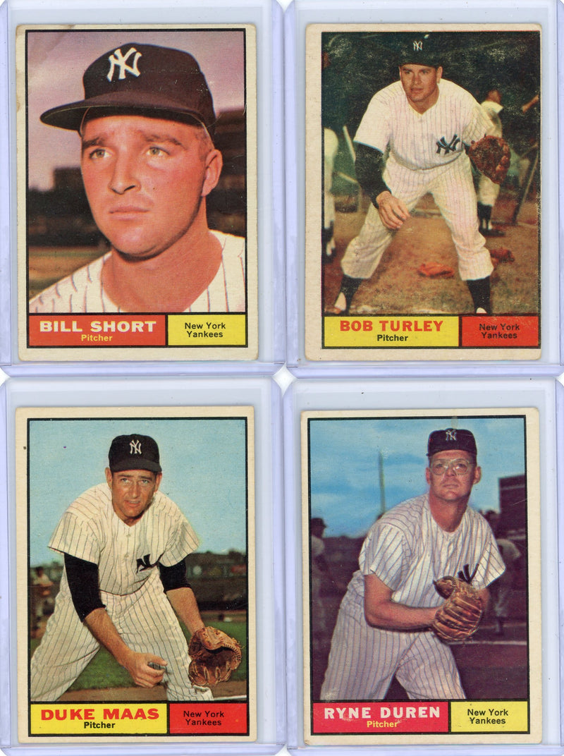 Yankees 1961 Topps 4-card lot 