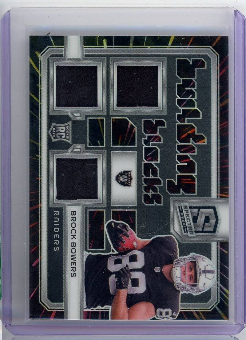 Brock Bowers 2024 Panini Spectra Building Blocks triple relic rookie card 