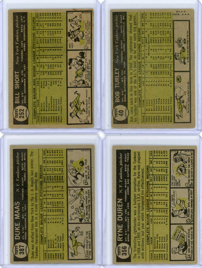 Yankees 1961 Topps 4-card lot #40 #252 #356 #387