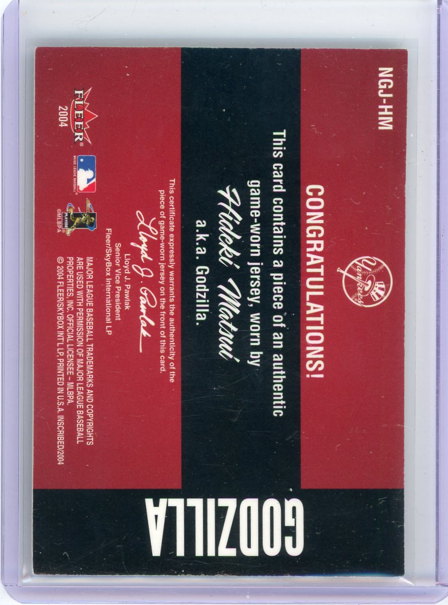 Hideki Matsui 2004 Fleer Names of the Game - Godzilla game-used relic #'d 59/79