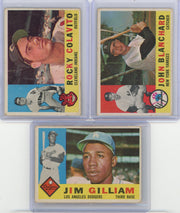 Jim Gilliam John Blanchard 1960 Topps + Rocky Colavito 1960 Topps 3-card lot