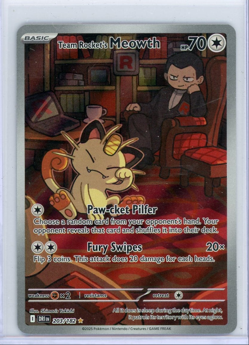 Team Rocket's Meowth Pokémon Destined Rivals Illustration Rare #203/182