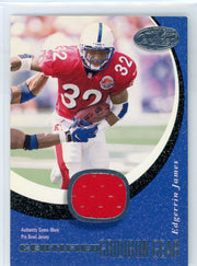 Edgerrin James 2000 Donruss Leaf Certified auth. game-used jersey relic #'d 104/300