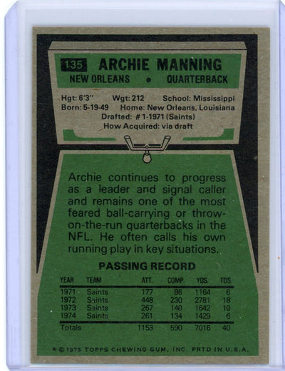 Archie Manning 1975 Topps #135