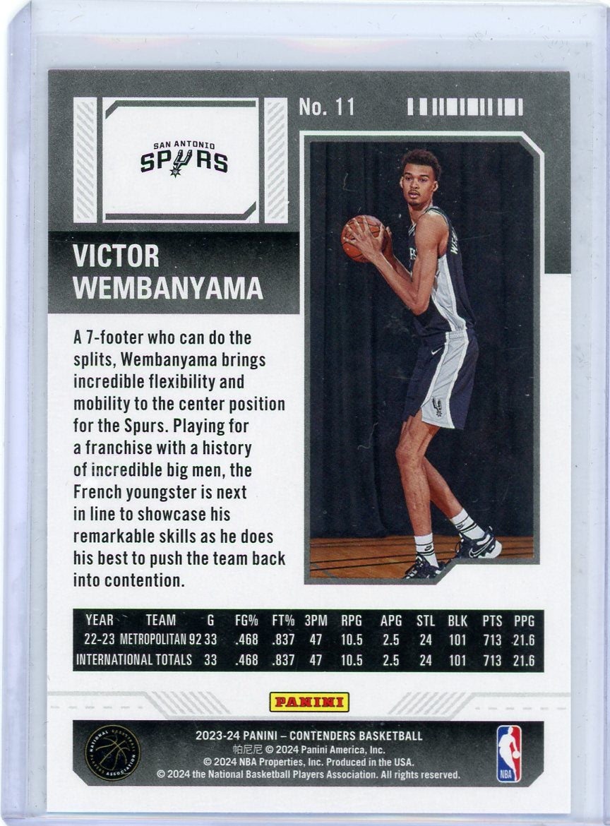 Victor Wembanyama 2023-24 Panini Contenders rookie card