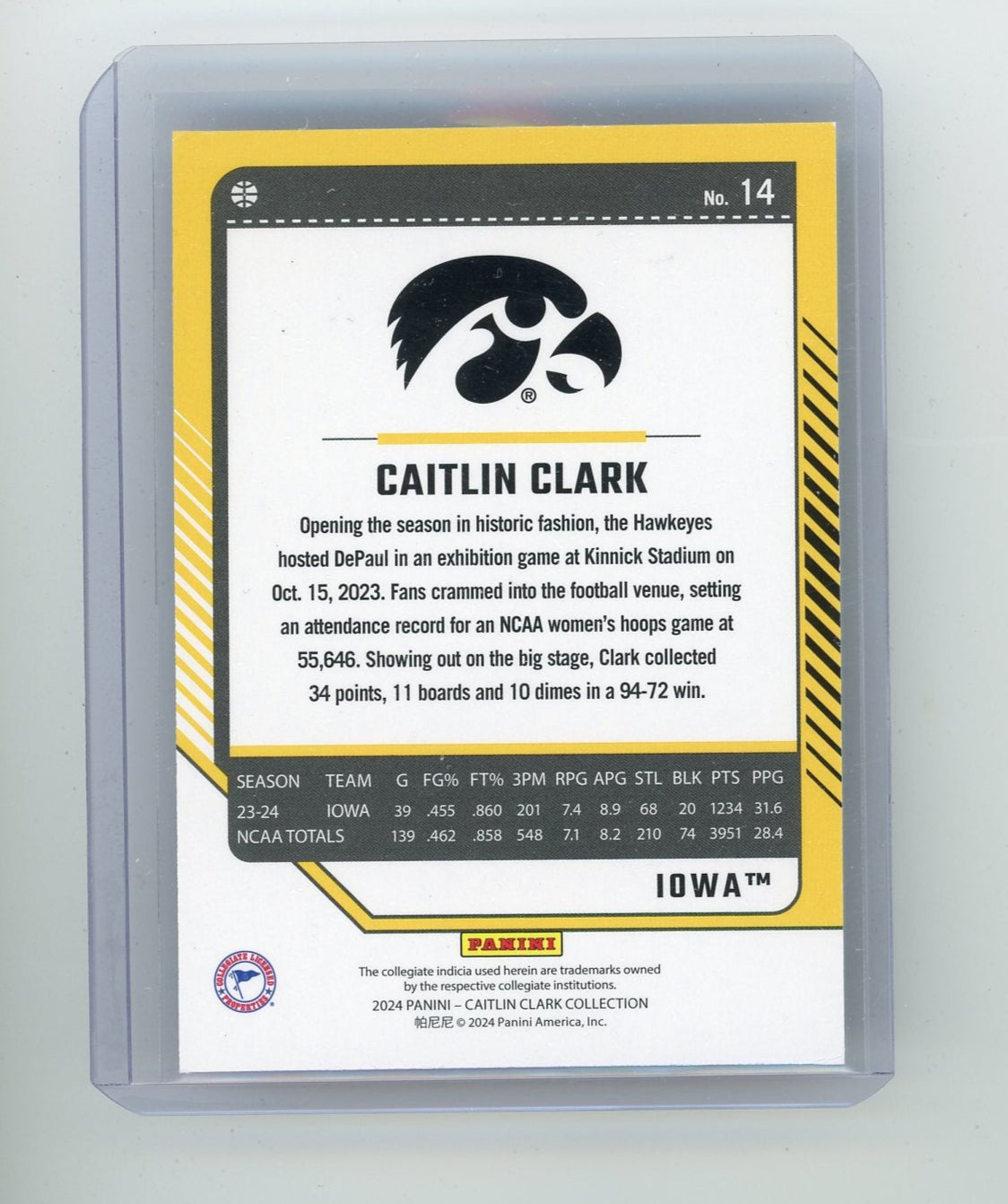Caitlin Clark 2024 Panini Caitlin Clark Collection Donruss foil #14