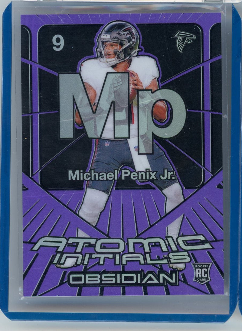Michael Penix Jr. 2024 Panini Obsidian Atomic Initials purple prizm rookie card 