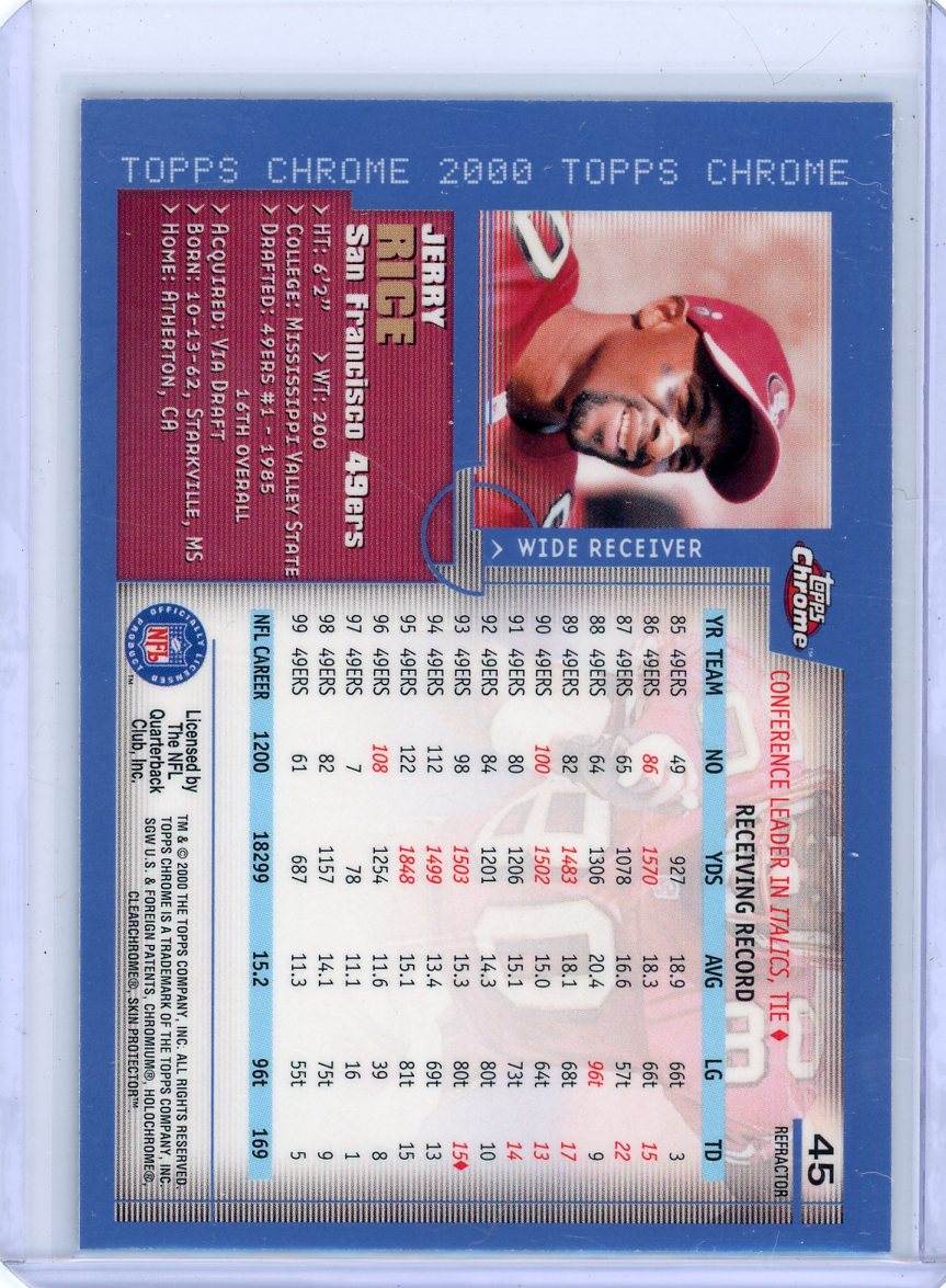 Jerry Rice 2000 Topps Chrome Refractor