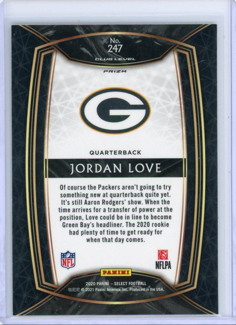 Jordan Love 2020 Panini Select Club Level Silver Prizm Rookie