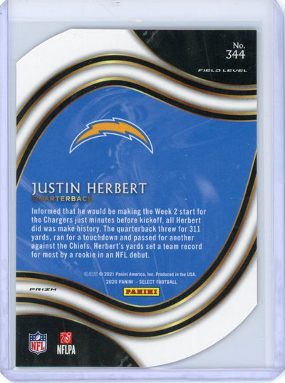 Justin Herbert 2020 Panini Select Die-Cut Field Level Red Prizm