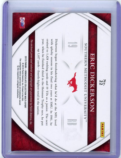 Eric Dickerson 2015 Immaculate Multi-Sport Game Used Patch Auto #'d 07/10