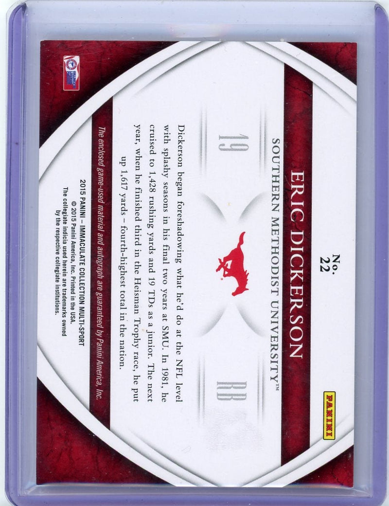 Eric Dickerson 2015 Immaculate Multi-Sport Game Used Patch Auto 