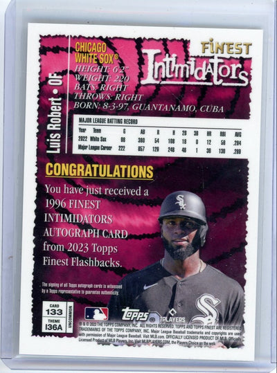 Luis Robert 2023 Finest Flashbacks Autographs # 021/100