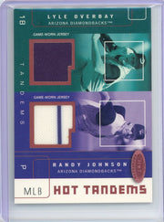 Randy Johnson Lyle Overbay 2003 Fleer Hot Prospects Hot Tandems dual relic #'d 09/10