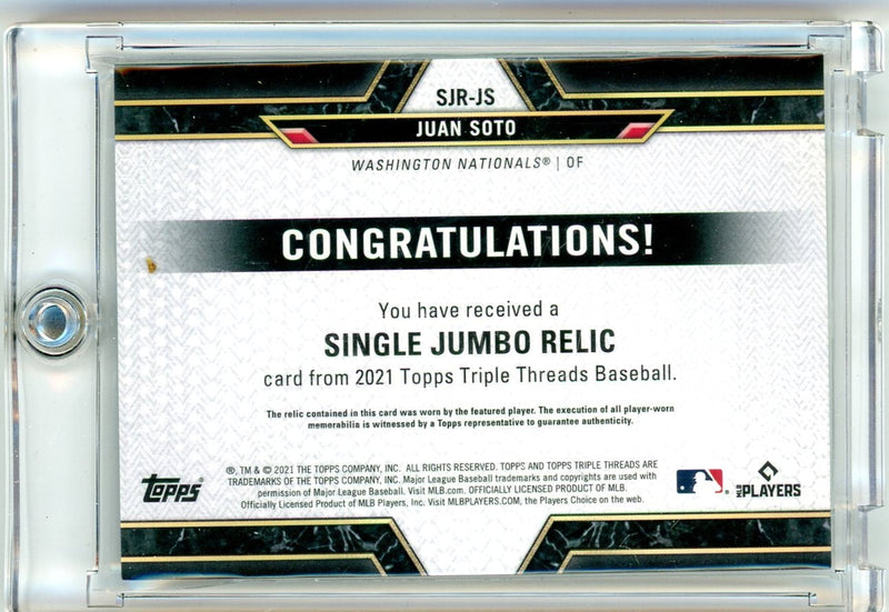Juan Soto 2021 Topps Triple Threads Single Jumbe Relic 