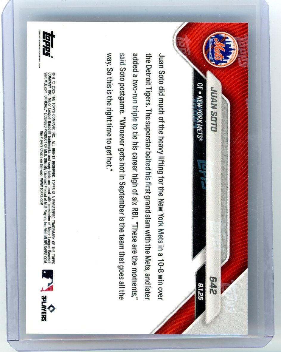 Juan Soto - 2025 MLB Topps NOW® - Card 642 1st Grand Slam w/ Mets 6 RBI