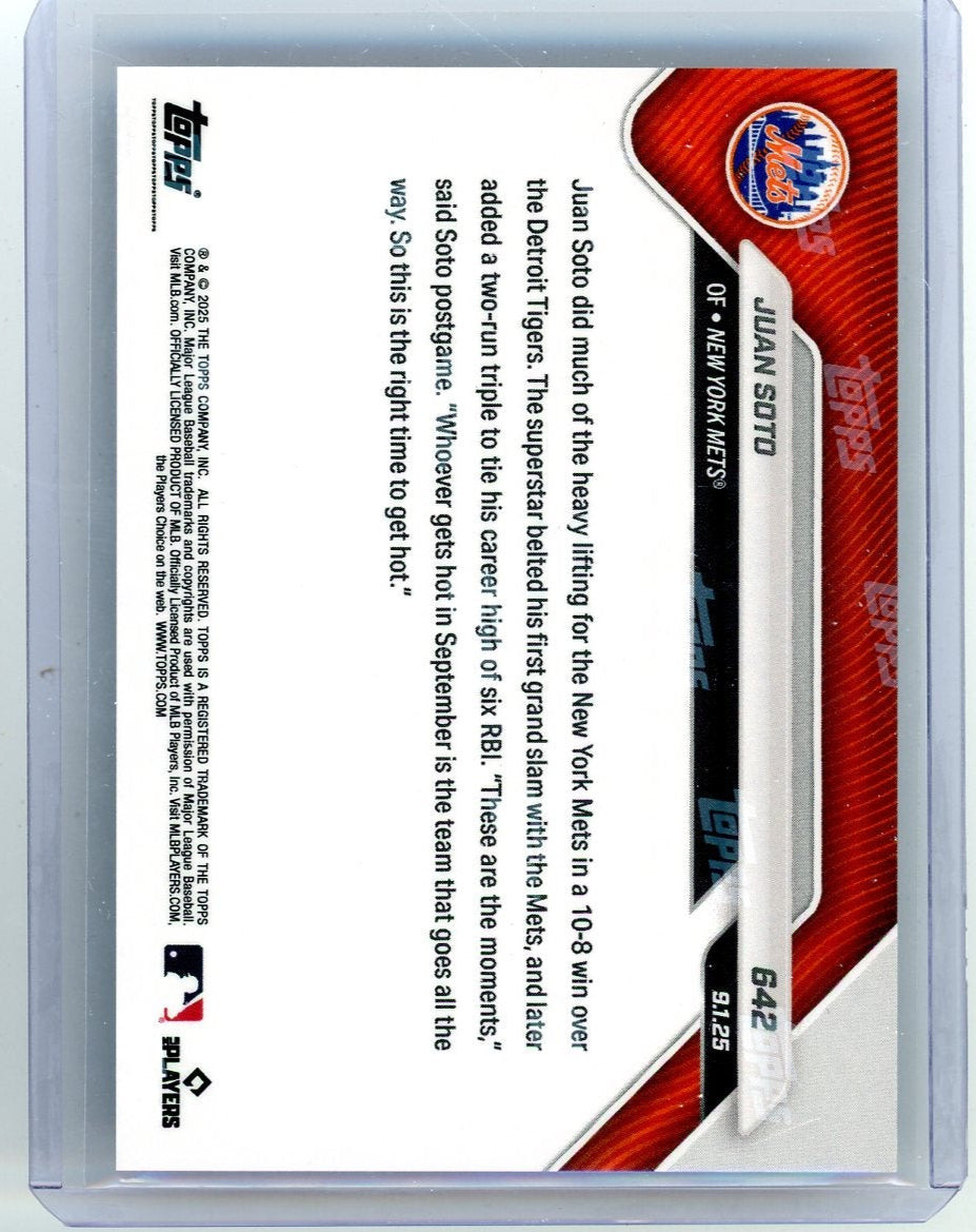Juan Soto - 2025 MLB Topps NOW® Black - Card 642 1st Grand Slam w/ Mets 6 RBI #'d 04/10