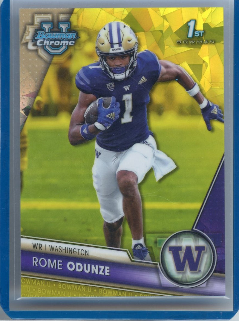 Rome Odunze 2023 1st Bowman Chrome U Sapphire Yellow refractor 